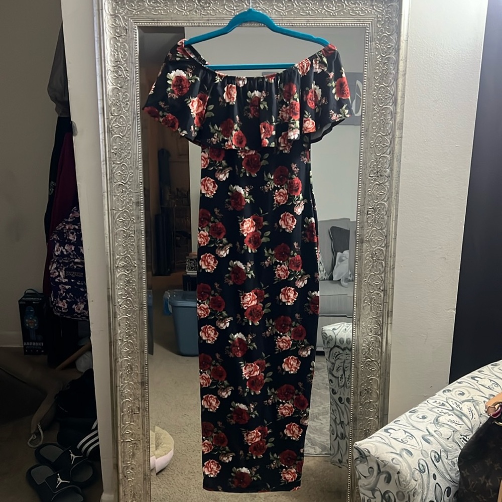 Floral off shoulder bodycon dress